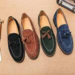 Vintage Suede Tassel Loafers | Slip-on No-lace Design, Contrast Stitch Detail, Wear-resistant Leather Outsole, Classic Formal & Casual Dress Shoes for Men