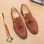 Vintage Suede Tassel Loafers | Slip-on No-lace Design, Contrast Stitch Detail, Wear-resistant Leather Outsole, Classic Formal & Casual Dress Shoes for Men - 图片 2
