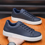 Men’s Lychee Grain Leather Casual Sneakers | Water Wipeable Upper, Padded Anti-blister Collar, Dual-texture Non-slip White Rubber Sole, Business Casual Daily Walking Shoes - 图片 3