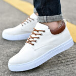 Men’s Khaki Heavy Canvas Casual Shoes | Breathable Woven Upper, Leather Padded Collar, Rear Pull Tab Design, Anti-slip Thick Rubber Sole for Daily Urban Walking - 图片 3