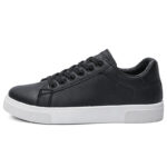 Men’s Lychee Grain Leather Casual Sneakers | Water Wipeable Upper, Padded Anti-blister Collar, Dual-texture Non-slip White Rubber Sole, Business Casual Daily Walking Shoes - 图片 6