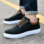 Men’s Khaki Heavy Canvas Casual Shoes | Breathable Woven Upper, Leather Padded Collar, Rear Pull Tab Design, Anti-slip Thick Rubber Sole for Daily Urban Walking - 图片 6